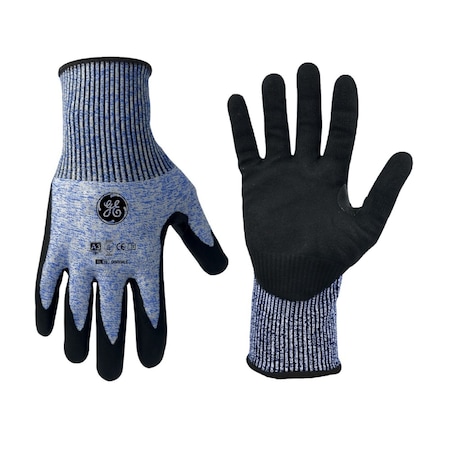 Ge Coated Gloves, Foam Nitrile, Blue, L 1 PR GG223XLC